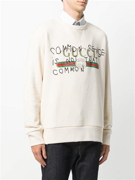 Gucci White Common Sense Is Not That Common Sweatshirt for 